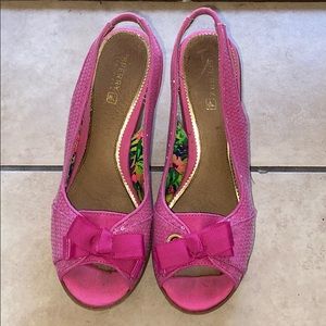 Sequined sperry topsider wedges